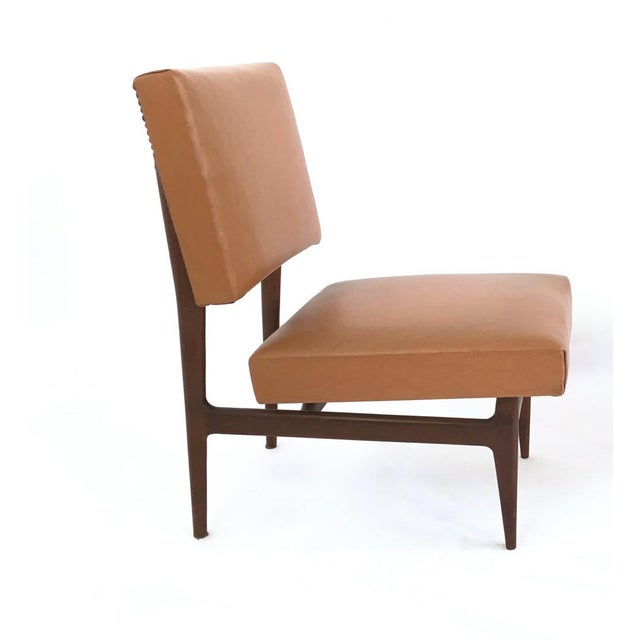 1950s Set of Vintage Camel Skai Dining Chairs with Ebonized Wood Frameby Dassi, 1950s For Sale - Image 5 of 9