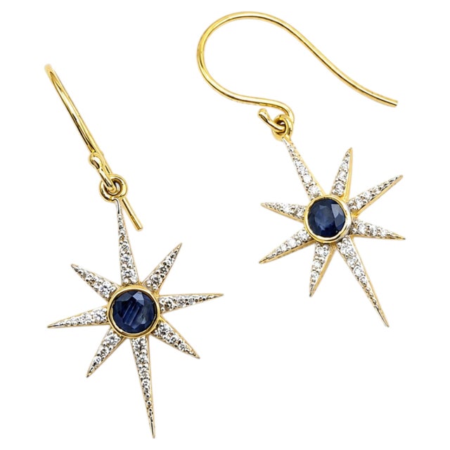 Gemstone details Diamond weight: 0.27 cts Blue sapphire weight: 0.63 cts 14K gold Gross weight: 3.30 grams Gold weight:...