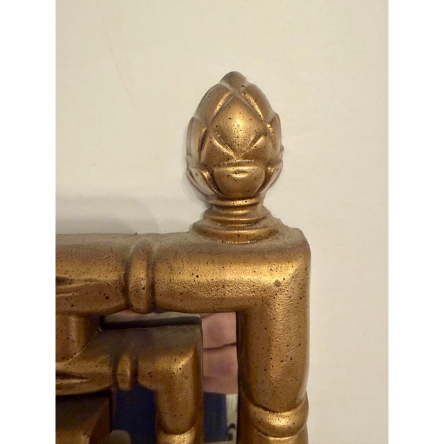 1970s Chinese Chippendale Style Faux Bamboo Greek Key Gold Wall Mirror For Sale - Image 5 of 12