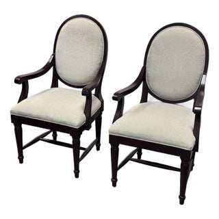 Bernhardt Oval-Back Dining Armchairs, Pair For Sale