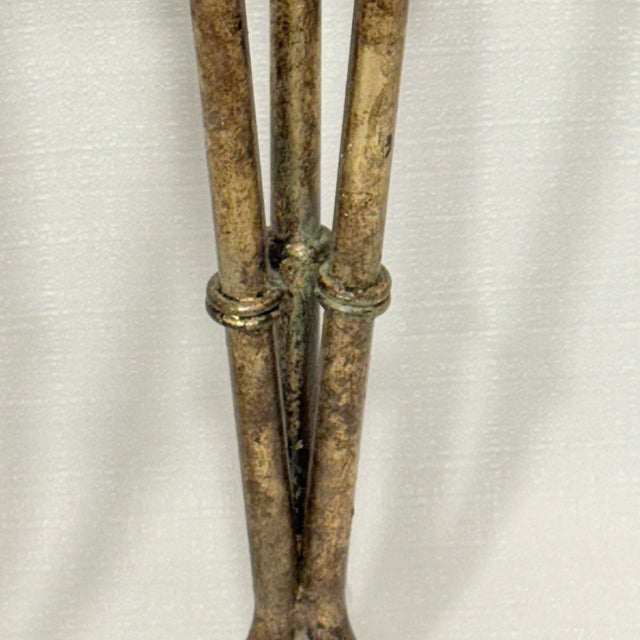 Metal Vintage Hand Gilt Faux Bamboo Tole Candle Holders - Newly Painted For Sale - Image 7 of 12