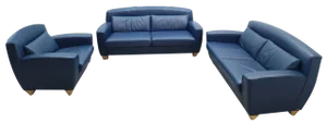 Blue Leather DS 120 Sofa Set from de Sede, Set of 3
