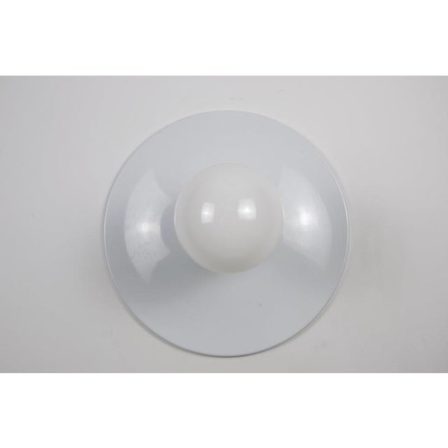 Brown Vintage White Disc-Shaped Flush Mount, Italy, 1960s For Sale - Image 8 of 11