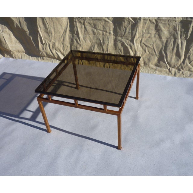 Metal Vintage Smoked Glass Side Table, 1980s For Sale - Image 7 of 7