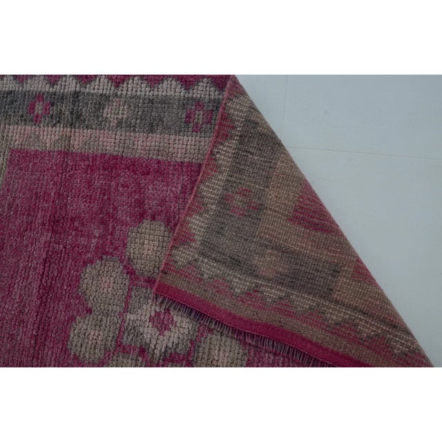Mid 20th Century Oushak Purple Handknotted Wool Runner For Sale - Image 9 of 10