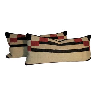 1920s Hand Woven Saddle Blanket Bolster Pillows - A Pair For Sale