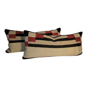 1920s Hand Woven Saddle Blanket Bolster Pillows - A Pair