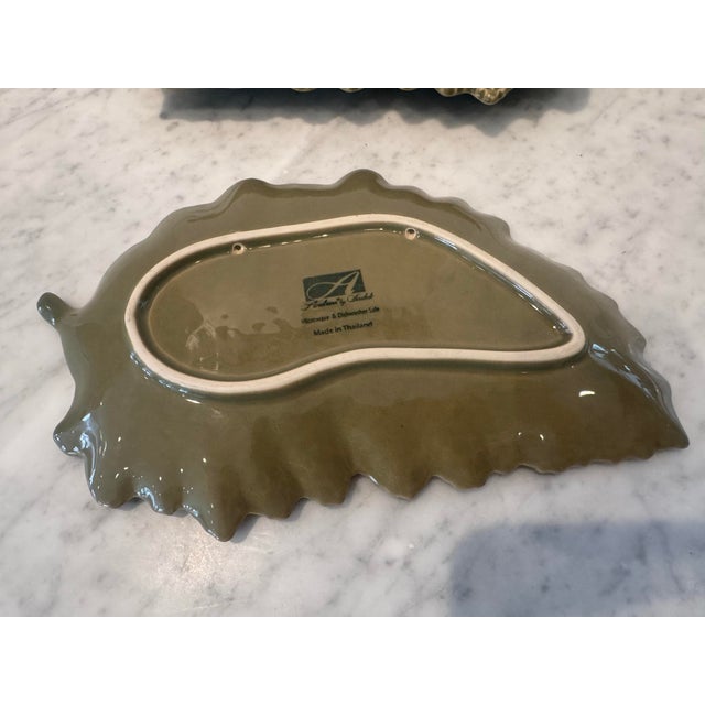 Transitional Pair of Ceramic Fern Side Plates For Sale - Image 3 of 5