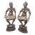Vintage 1930s Aspara Musical Ladies Playing Dholak Indian Bronze Statues - Set of 2 For Sale