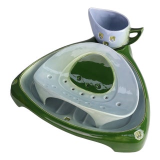 Art Nouveau Ceramic Asparagus Set by Julius Dessler, Austria, 1900s, Set of 3 For Sale