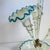 Glass Victorian Epergne Blue Vaseline Glass Antique Ruffle Art Glass Vase For Sale - Image 7 of 12