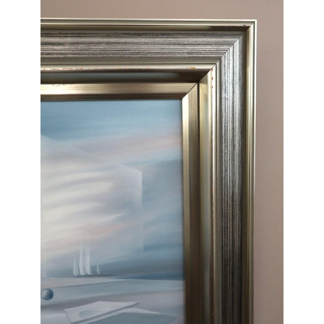 Textile Mid-Century Modern 'Veils of Light' Swedish Original Abstract Surrealist Landscape Oil Painting, Framed For Sale - Image 7 of 18