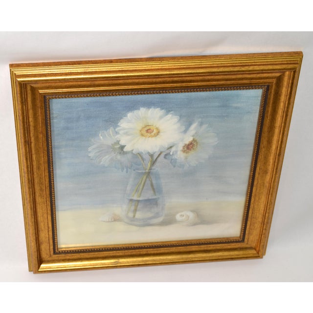 Giltwood Frame Nai, Danhui 15 X 15 Museum Art Canvas Print Daisies and Shells For Sale In Miami - Image 6 of 15