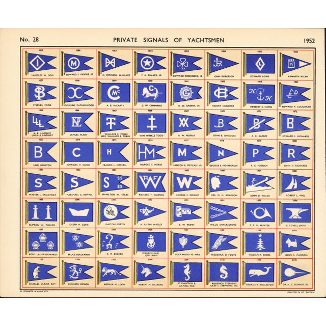Coastal Original Lloyd's Register of Yachts "Private Signals of Yachtsmen" Reference Pages – Set of 4 – Year 1952 Group E For Sale - Image 3 of 5
