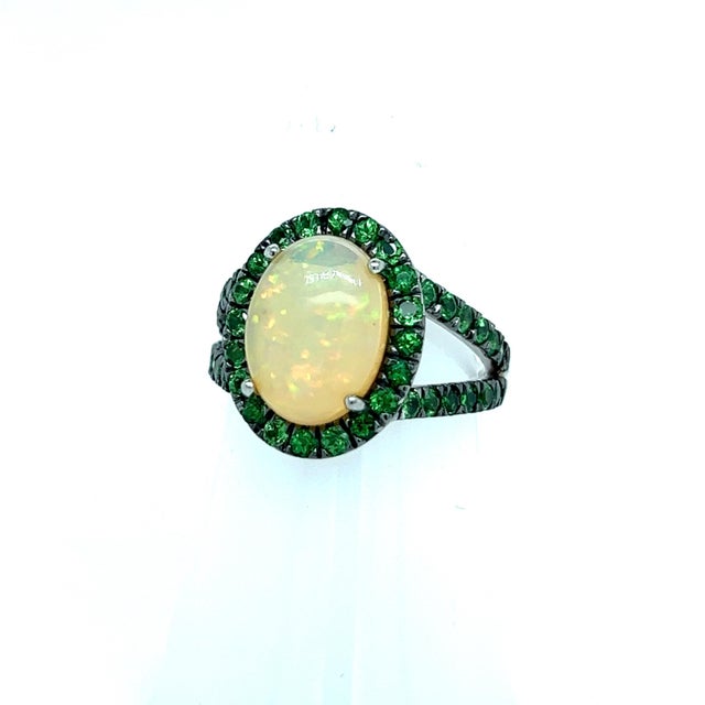 Natural Quality Opal Tsavorite Ring Size 7 14k Gold 5.66 TCW Certified $5,950 300686 This is a one of a Kind Unique Custom...