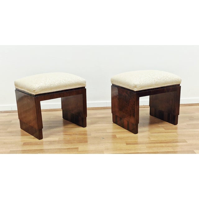 Wood Vintage Italian Art Deco Stools in Walnut Crotch, 1930s, Set of 2 For Sale - Image 7 of 16