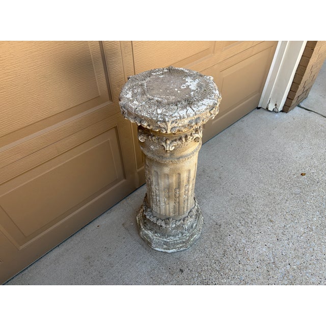 Late 20th Century Weathered Neoclassical Cast-Concrete Garden Column Pedestal For Sale - Image 5 of 11