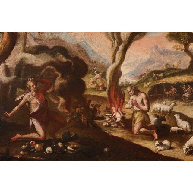 Maarten De Vos, Adam and Eve after the Fall / The Sacrifices of Cain and Abel, 17th Century, Oil Painting on Canvas, Framed, Set of 2 For Sale - Image 10 of 15