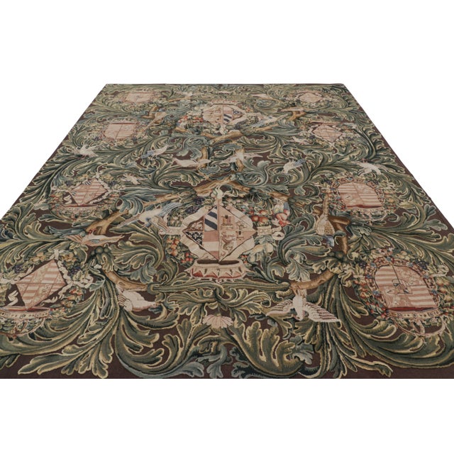 Rug & Kilim Rug & Kilim’s Armorial Tudor Style Rug in Black, With Beige, Blue and Gold Tones For Sale - Image 4 of 7