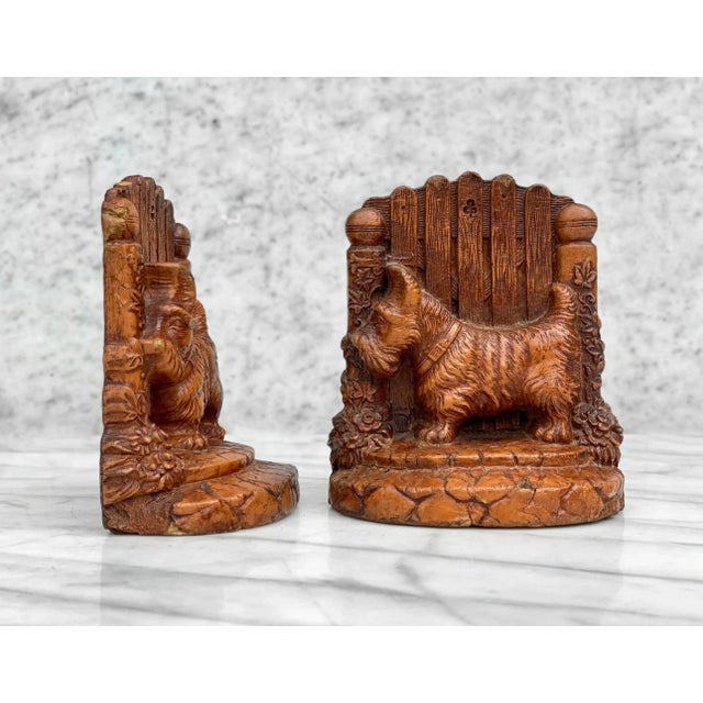 Farmhouse Vintage Farmhouse Scottie Dog Resin Bookends by Syroco - a Pair For Sale - Image 3 of 12