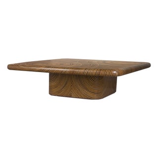 Rattan Zen Garden Square Cocktail Table, Light and Medium Brown - Showtime by Oggetti For Sale