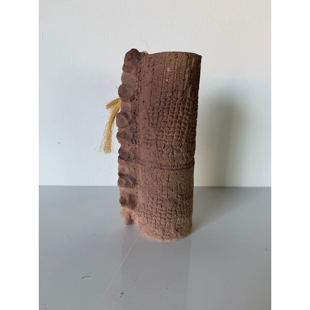 Vintage Tinta Organic Rustic Textured Handmade Studio Pottery Vase For Sale In Miami - Image 6 of 12
