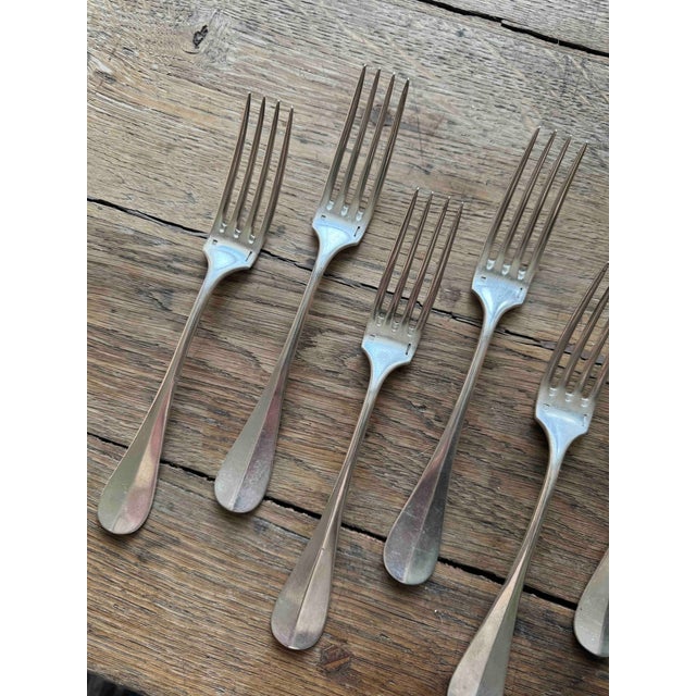 1940s Vintage Christofle Monogramed Silverplate Flatware, Forks & Spoons For Sale - Image 5 of 8