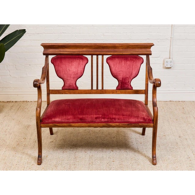 Early 20th Century Antique Harp Back Settee For Sale - Image 5 of 12