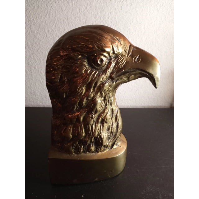 Metal Solid Brass Bald Eagle Head Bookend For Sale - Image 7 of 7