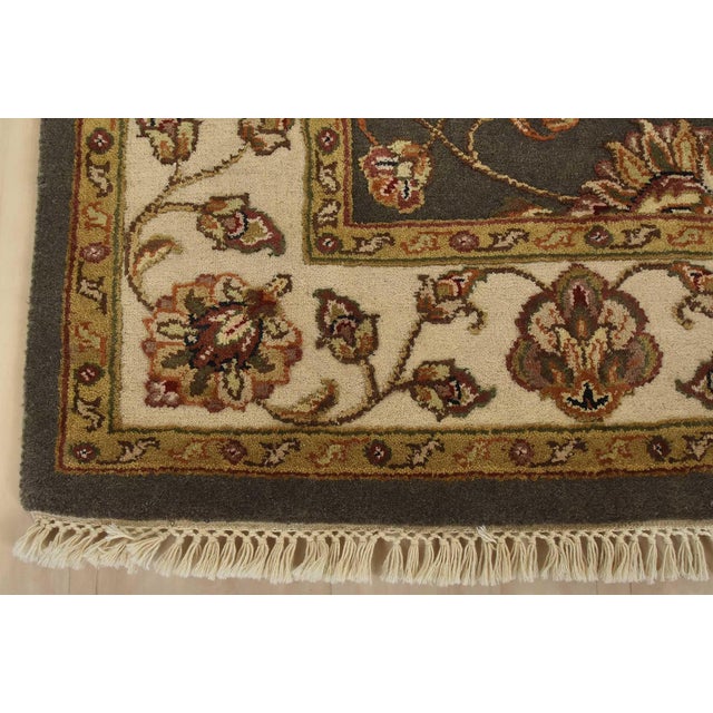 Agra Rug 4’1” X 6’2” Gray Wool/Silk Traditional Hand-Knotted Oriental Carpet For Sale - Image 9 of 12