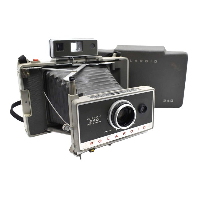 Mid 20th Century Polaroid Automatic Land Folding Rangefinder Camera Model 340 With Clamshell Cover For Sale