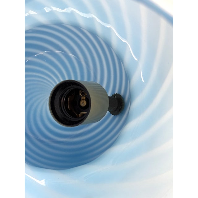 Vintage Italian Mushroom Table Lamps in Blue Swirl Glass, 1970s, Set of 2 For Sale - Image 13 of 16