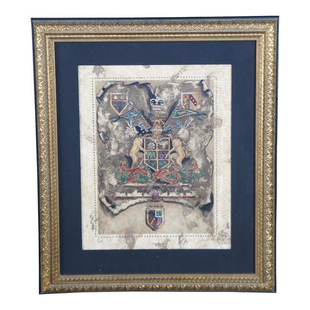 Late 20th Century English British Heraldic Shield Coat of Arms Royal Crest II Print by L. Jardine For Sale