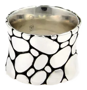 John Hardy Kali Pebble 15mm Wide Sterling Silver Band Ring