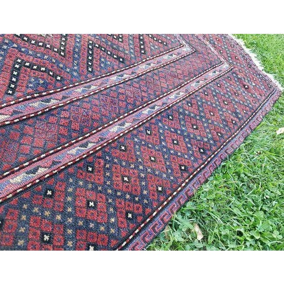 Maroon 1970s Vintage Turkmen Afghan Baluch Rug - 4′4″ × 6′3″ For Sale - Image 8 of 10