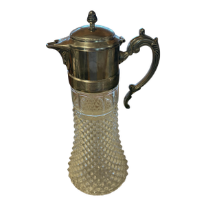 Vintage Cut Crystal and Silver Plated Claret Jug by Eales Company Italy