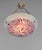 Loys Lucha French Art Deco Pendant Light 1930s - Enameled Pink Foliage Bowl For Sale - Image 4 of 11