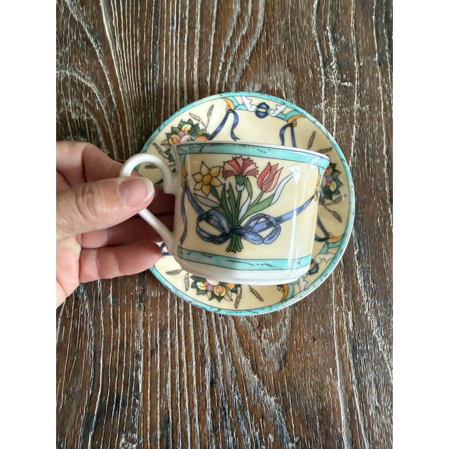 1990s Villeroy Boch Castellina Cups Saucers Citta Campagna Floral Fruit Coffee Tea - Set of 6 For Sale - Image 9 of 9