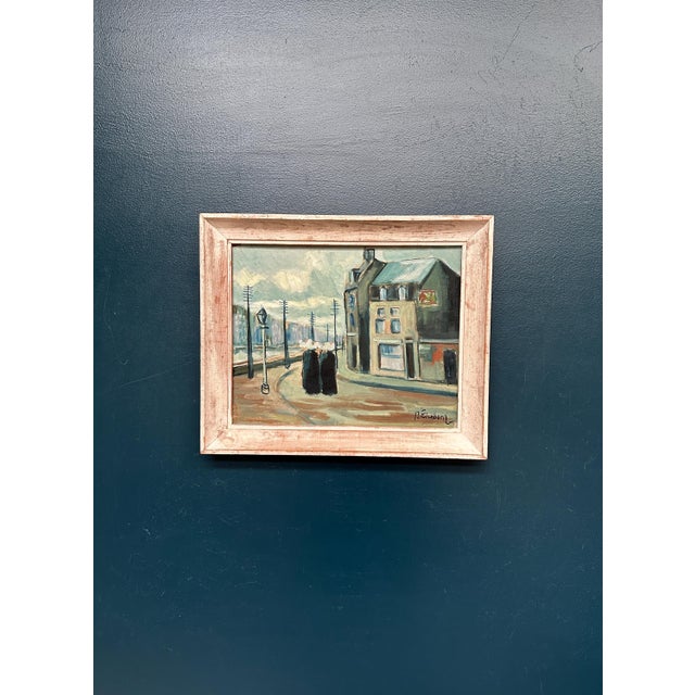 R. Eichburn, Figures on Street, 1936, Oil Painting on Panel, Framed For Sale - Image 11 of 16