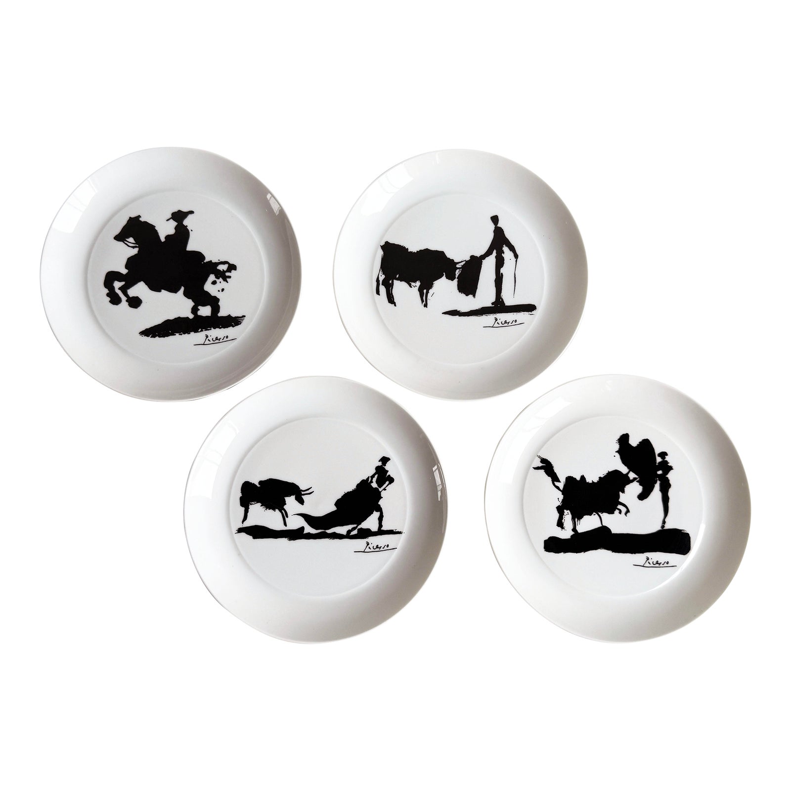 Vintage Pablo Picasso for Block of Bidasoa Spain 8" Lunch Plates - Set of 4
