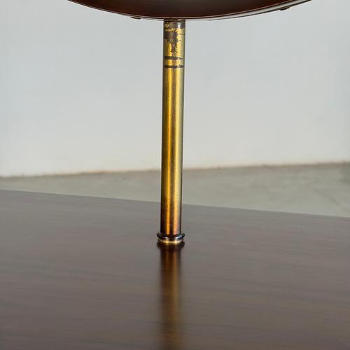 Wood Mid-Century Italian Walnut Vanity Console with Brass Legs and Circular Mirror, 1950s For Sale - Image 7 of 17