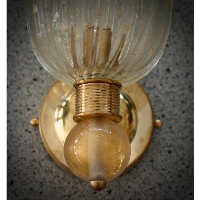 Murano Round Art Glass and Brass Gold Wall Light, 2000 For Sale - Image 4 of 9