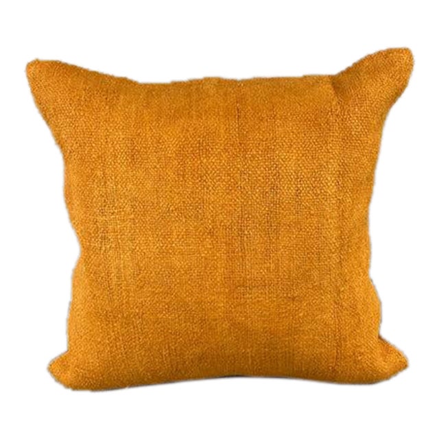 20 x 20 Hemp Pillow Turkish Cushion Natural Orange Pillow Cushion Cover For Sale