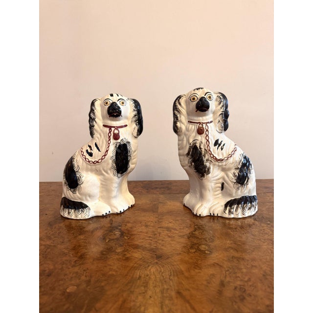 Ceramic Antique Victorian Staffordshire Dogs, 1880, Set of 2 For Sale - Image 7 of 7