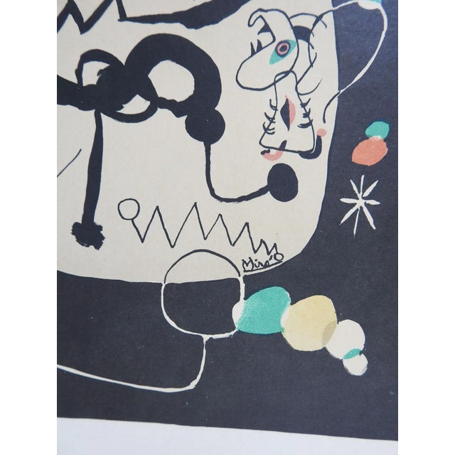 Vintage lithograph on paper, circa 1960s, after a famous 1945 painting by Spanish abstract artist Joan Miró, titled Dancer...