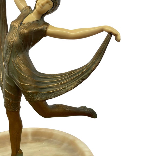 1970s Art Deco Style Figural Dancer Sculpture With Marble Dish. For Sale In Seattle - Image 6 of 10