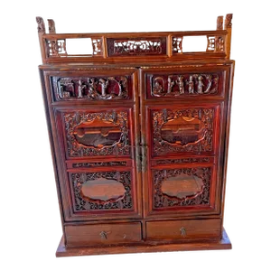 Antique Ming Dynasty China Cabinet Wine Storage Hand Carved Doors Foo Dogs