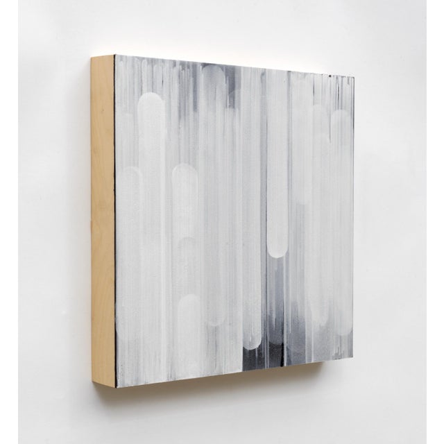 Sharon Swidler Fleur de Sel Acrylic on Panel 2017 16 x 2 x 16 "Although built on a dark gray ground, the series of...