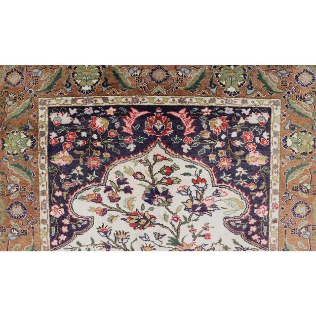 Silk Turkish Rug With Botanical Designs, Including Stylized Leaves For Sale - Image 13 of 16