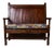 19th Century Wood Bench with Schumacher Zanzibar Linen Print Cushion For Sale